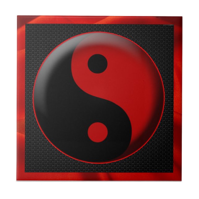 YIN YANG BLACK RED 3D TILE (Front)