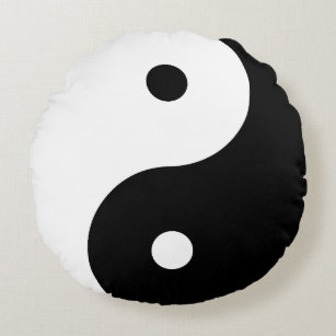 Yin Yang - black Round Pillow