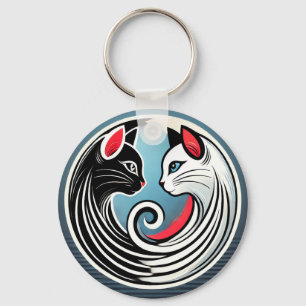 🐱 Yin Yang Black White Cats Cat Lovers Gift 🐱 Keychain