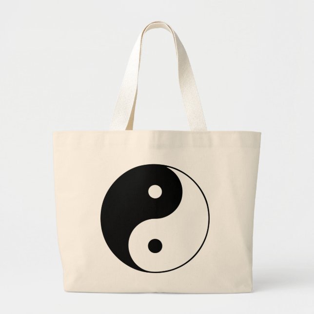 Yin Yang Black White Classic Symbol Design Large Tote Bag (Front)