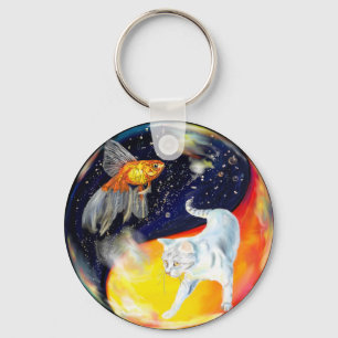 Yin Yang Black White Keychain