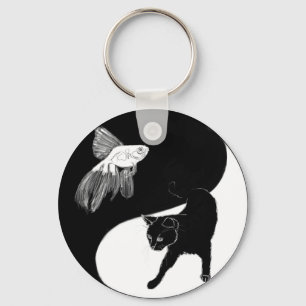 Yin Yang Black White Keychain