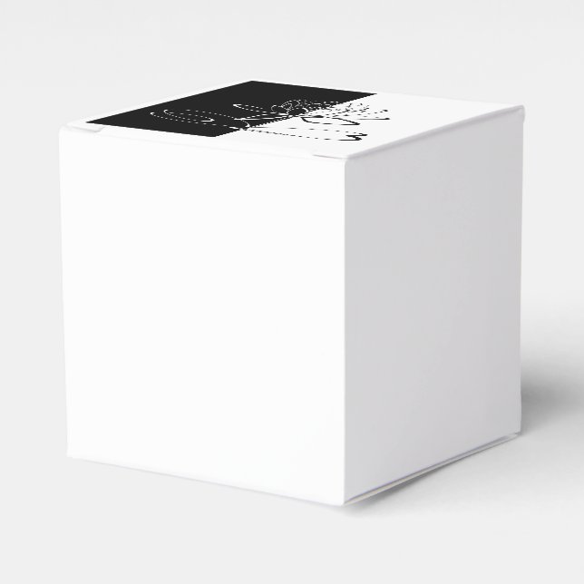 Yin Yang Black White Lotus Blossom Favor Box (Front Side)