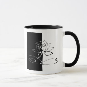 Yin Yang Black White Lotus Blossom Mug