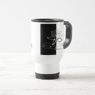 Yin Yang Black White Lotus Blossom Travel Mug