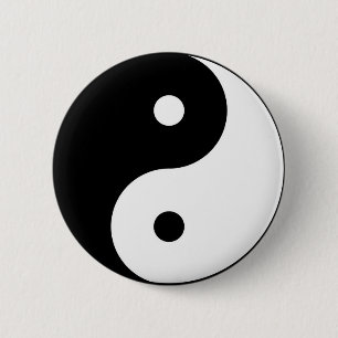 yin yang black white symbol 2 inch round button