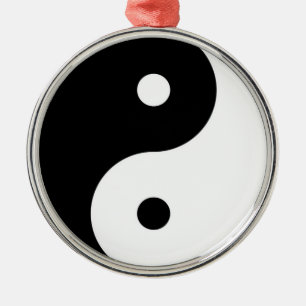 yin yang black white symbol metal ornament