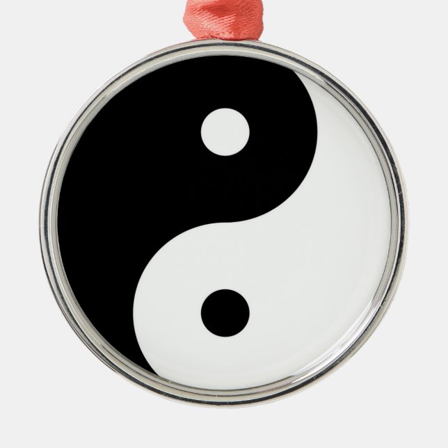 yin yang black white symbol metal ornament (Front)