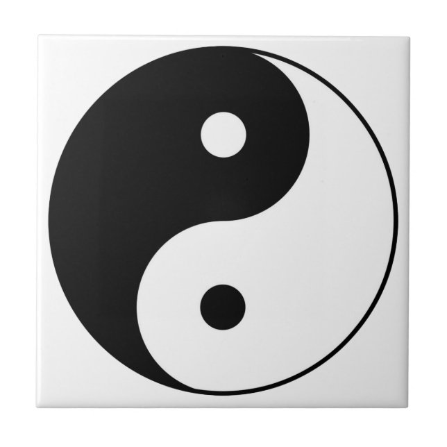 yin yang black white symbol tile (Front)