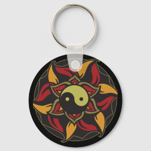 Yin Yang Blooming Lotus Keychain