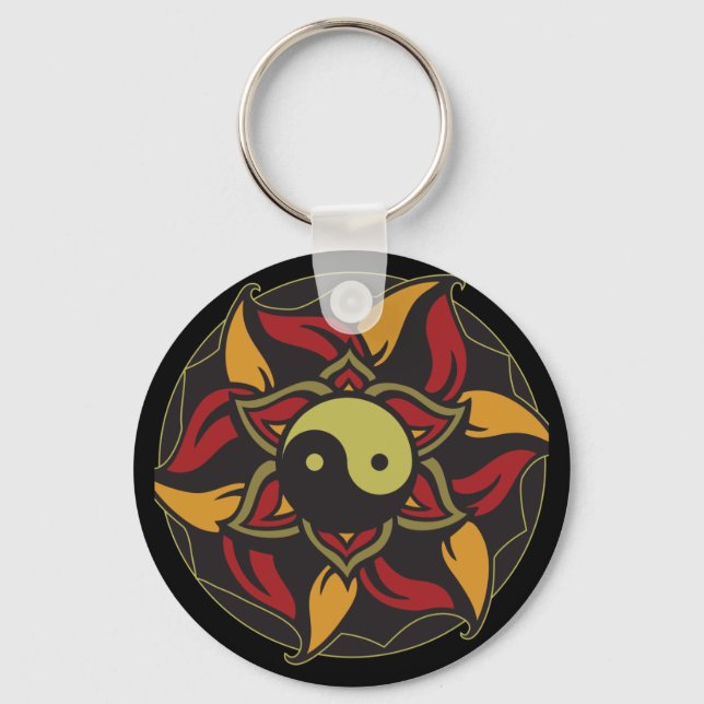 Yin Yang Blooming Lotus Keychain (Front)