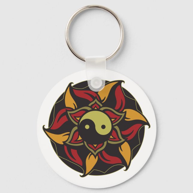 Yin Yang Blooming Lotus Keychain (Front)