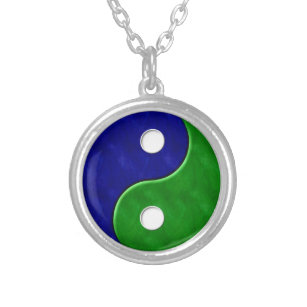 Yin Yang Blue and Green Necklace