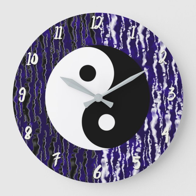 Yin Yang Blue Tranquillity Zen Energy Large Clock (Front)