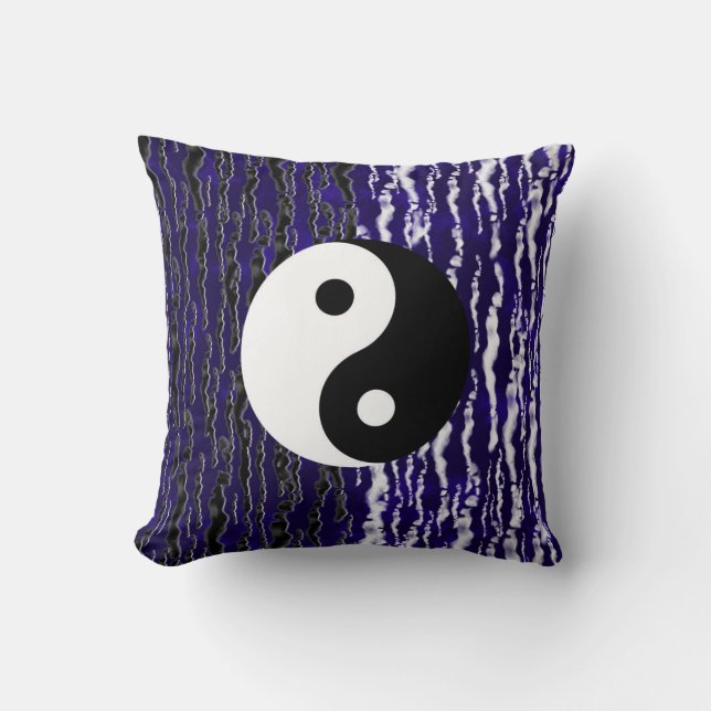 Yin Yang Blue Tranquillity Zen Energy Throw Pillow (Front)