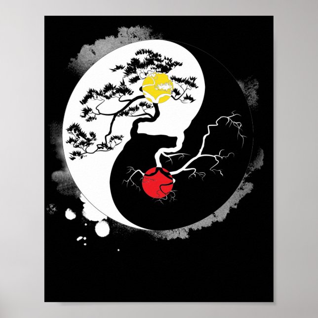 Yin Yang Bonsai Tree Japanese Buddhist Zen Poster (Front)