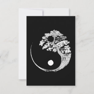 Yin Yang Bonsai Tree Japanese Buddhist Zen Thank You Card