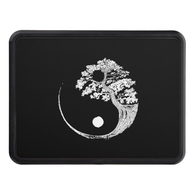Yin Yang Bonsai Tree Japanese Buddhist Zen Trailer Hitch Cover (Front)