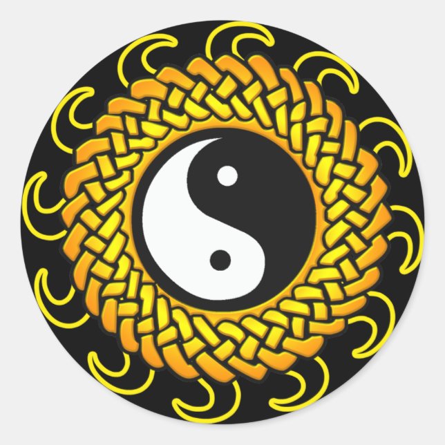 Yin Yang Braided Sun Classic Round Sticker (Front)