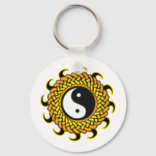 Yin Yang Braided Sun Keychain