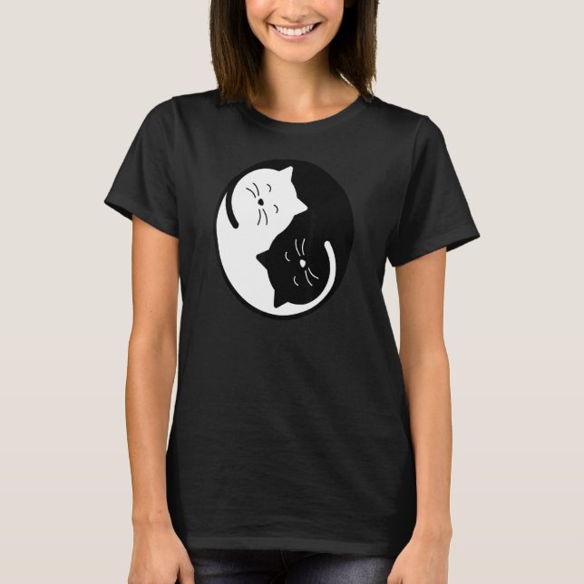 Yin Yang Ca Cat Yoga Cat T-Shirt (Front)