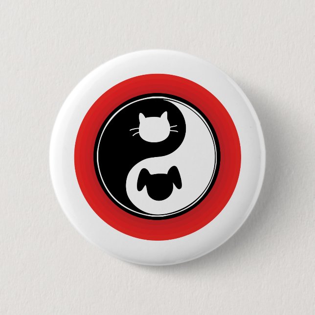 Yin Yang Cat Dog 2 Inch Round Button (Front)
