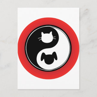 Yin Yang Cat Dog Postcard