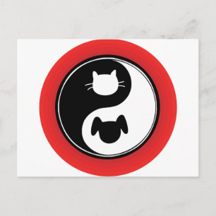 Yin Yang Cat Dog Postcard