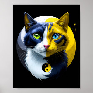 Yin Yang Cat Dual Yoga Spiritual Kitten Gift Mom K Poster