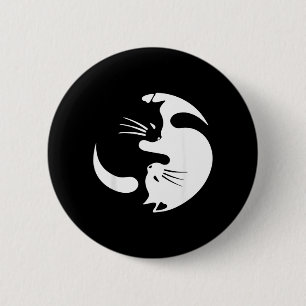 Yin Yang Cat Symbol Cute Black And White Cat Kitty 2 Inch Round Button