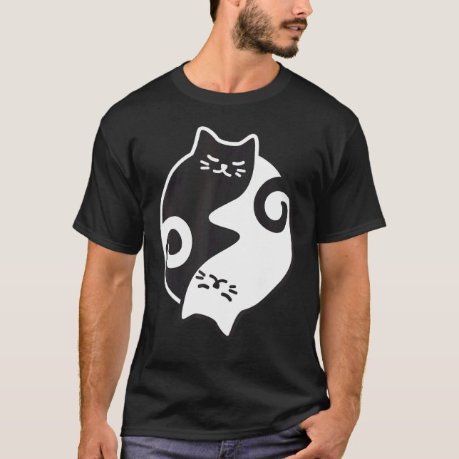 Yin Yang Cat Yoga Meditation Workout Exercise Mom T-Shirt (Front)