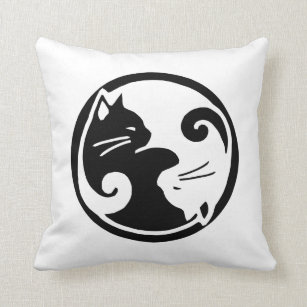 Yin Yang Cats 16x16" Throw Pillow