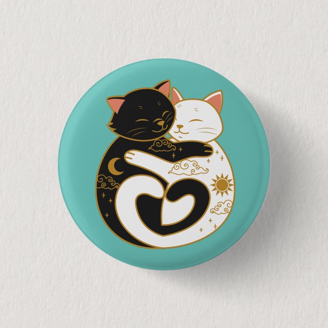 Yin Yang Cats  1 Inch Round Button (Front)