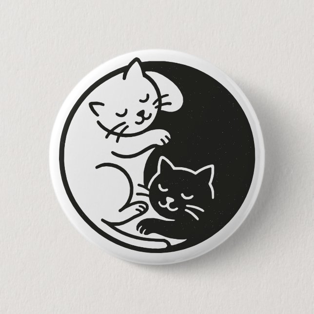 Yin Yang Cats 2 Inch Round Button (Front)
