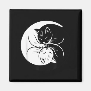 Yin Yang Cats Black And White Cute Cat Lover Zen Magnet