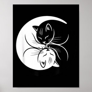 Yin Yang Cats Black And White Cute Cat Lover Zen Poster