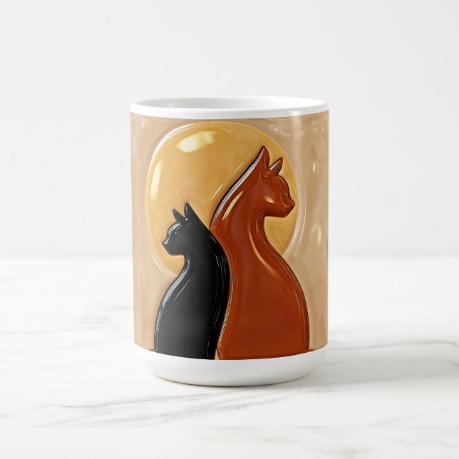Yin Yang Cats Ceramic Coffee Mug (Center)
