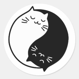Yin Yang Cats Classic Round Sticker