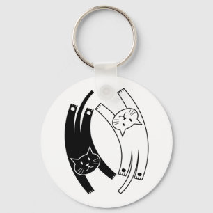 Yin & Yang Cats Keychain (on white)