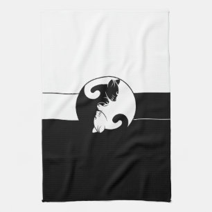Yin yang cats kitchen towel