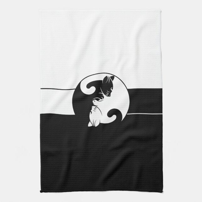 Yin yang cats kitchen towel (Vertical)