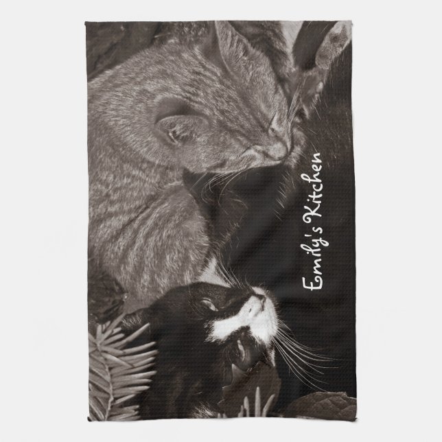 Yin Yang Cats Kitchen Towel (Vertical)