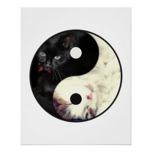 Yin Yang Cats Mosaic Poster