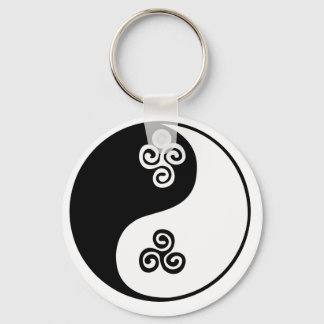 Yin Yang Celtic Tri Spiral Keychain