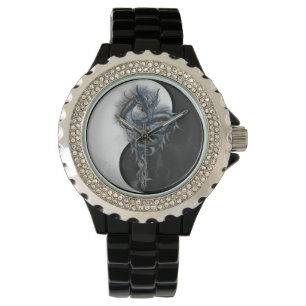 Yin Yang Chinese Dragon Rhinestone Watch