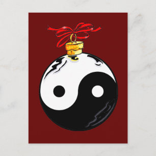 Yin & Yang Christmas Ball Holiday Postcard