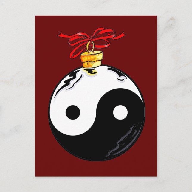 Yin & Yang Christmas Ball Holiday Postcard (Front)