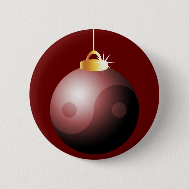 Yin Yang Christmas Ball in Red 2 Inch Round Button (Front)