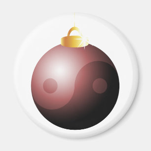 Yin Yang Christmas Ball in Red Magnet