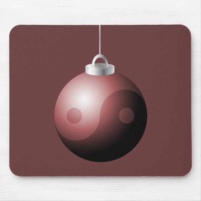 Yin Yang Christmas Ball in Red Mouse Pad (Front)